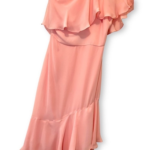 Parker Blush Pink Sharon One Shoulder Chiffon Asymmetrical Hem Evening Gown NWT - Picture 10 of 10